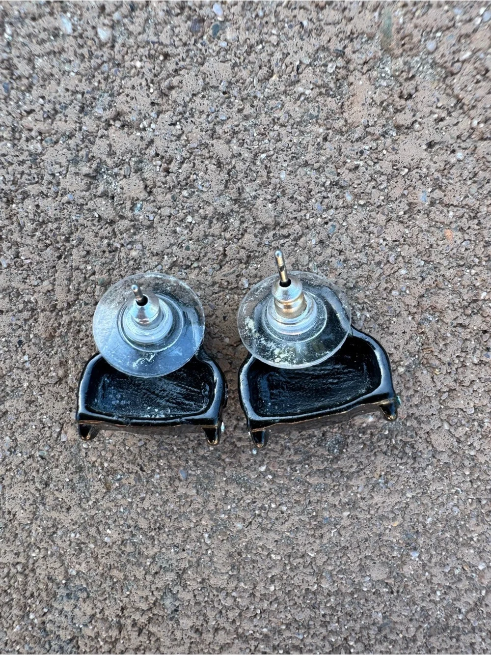 Betsy Johnson Black Car Stud Earrings with Crystal Accents